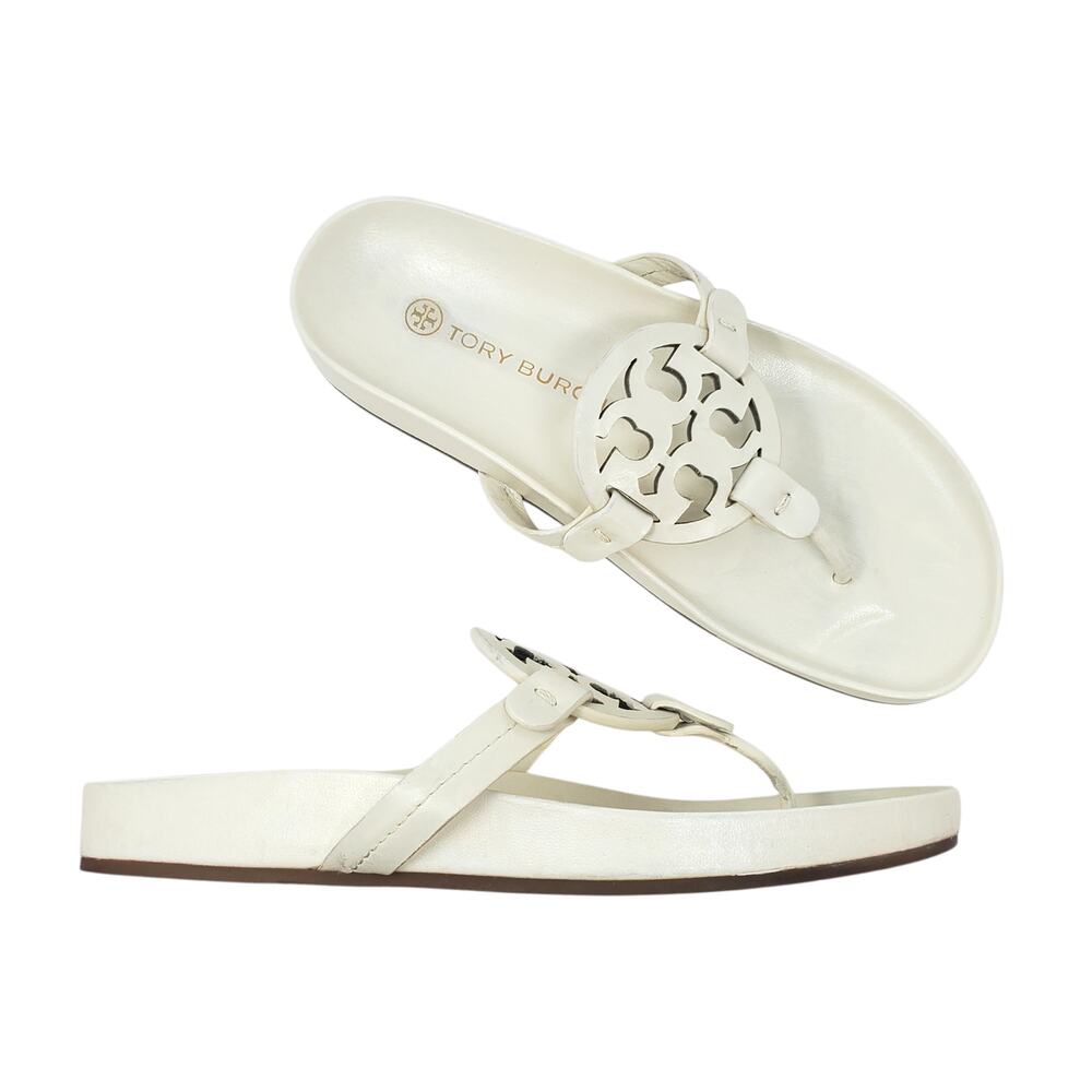 Tory Burch Miller Cloud Leather Thong Sandal Calf Leather New Ivory 81032 Size 8